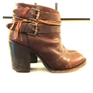 Freebird distressed leather heeled ankle booties